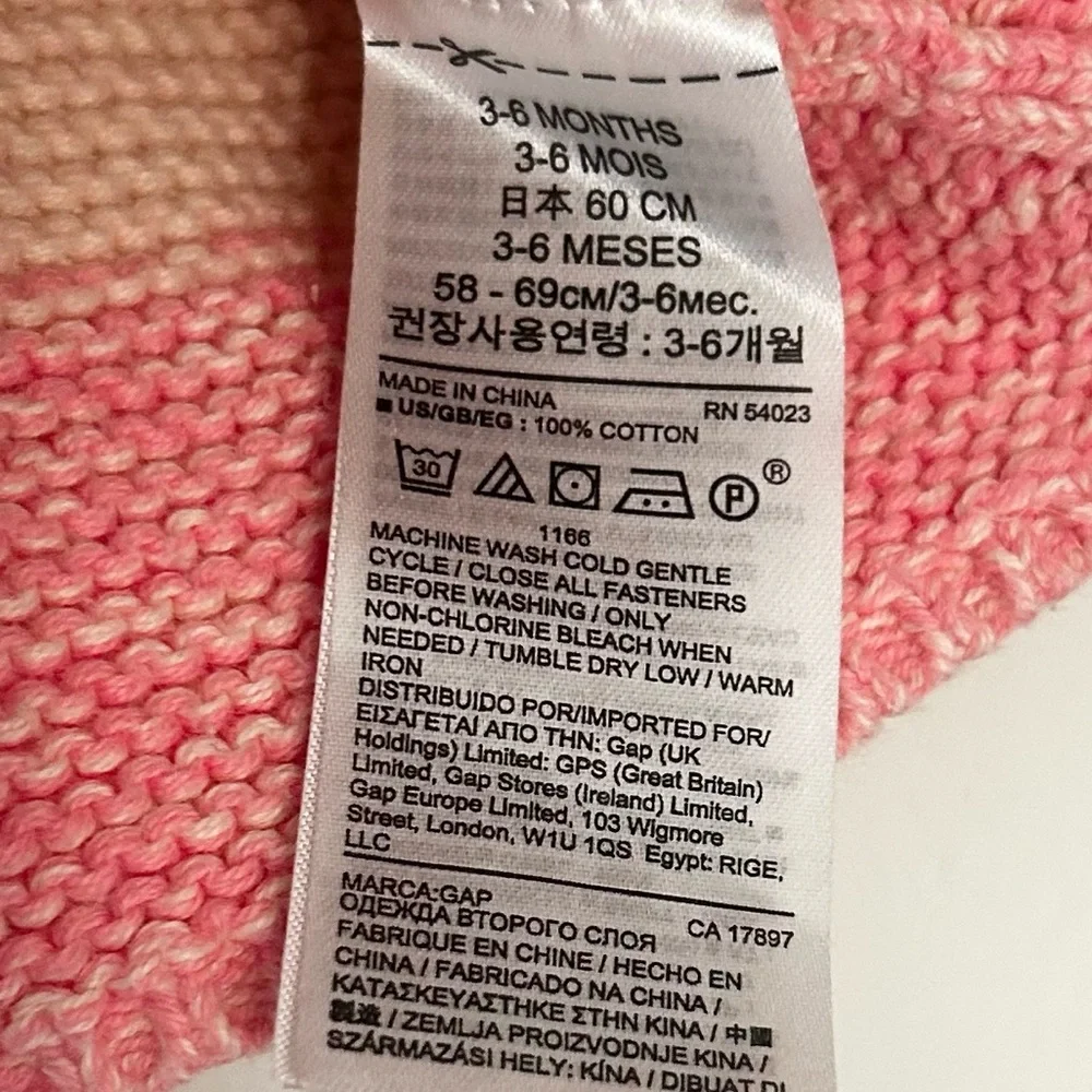 GAP Baby 3-6 Months Cute Knit Rainbow Striped Hooded Sweater